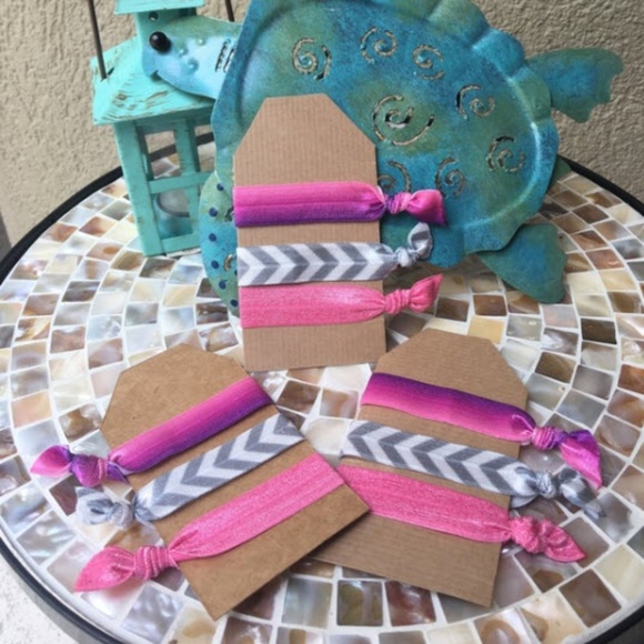 Handmade Accessories - Sunset Pink & purple set of elastic hair ties